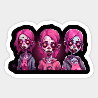 Creepy pink zombie Sticker